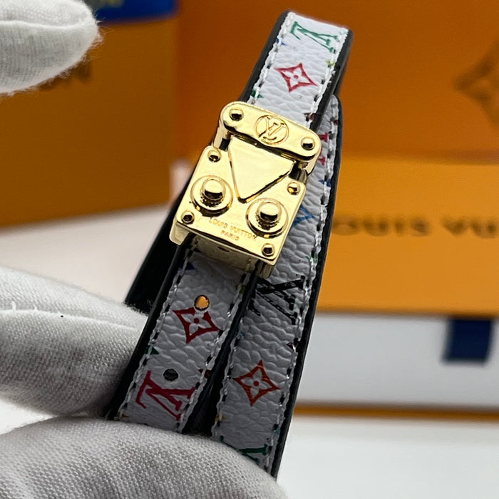 Louis Vuitton Monogram Trunk Double Bracelet  
 Color: Brown / Black / White