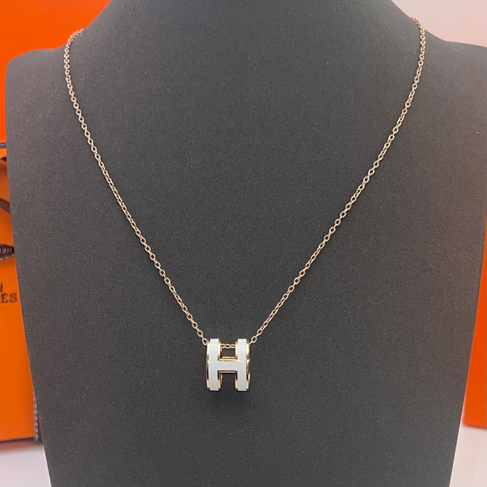 Hermès Pop H Pendant Necklace  
 Color: light purple/white/green(rose gold tone)