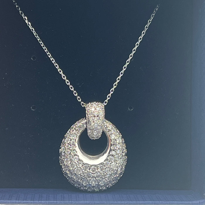 Swarovski Further / Una Pavé Circle Pendant Necklace  
 Color: Silver and Clear