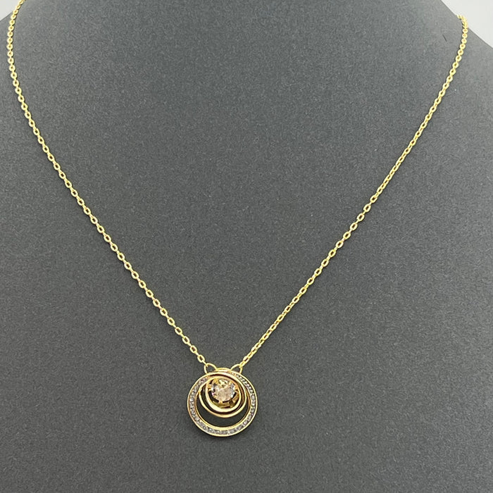Swarovski Sparkling Dance / Generation Pendant Necklace  
 Color: Gold and Clear / White