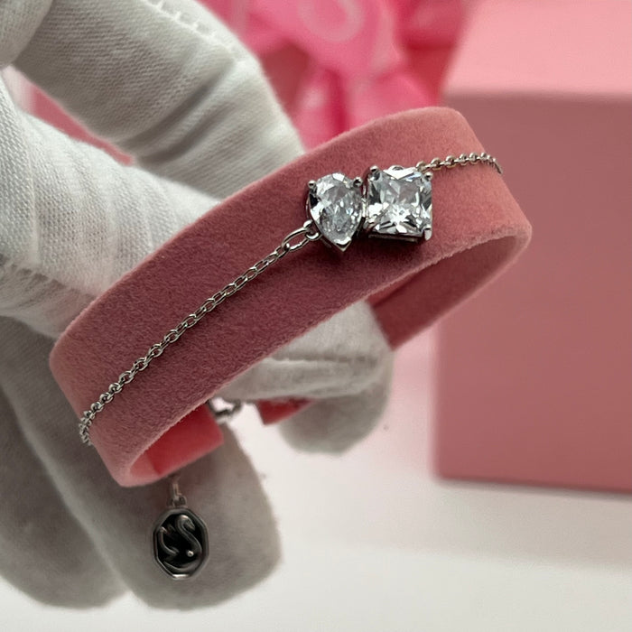 Swarovski Attract Soul / Double Crystal Link Bracelet  
 Color: Silver with Clear Crystals