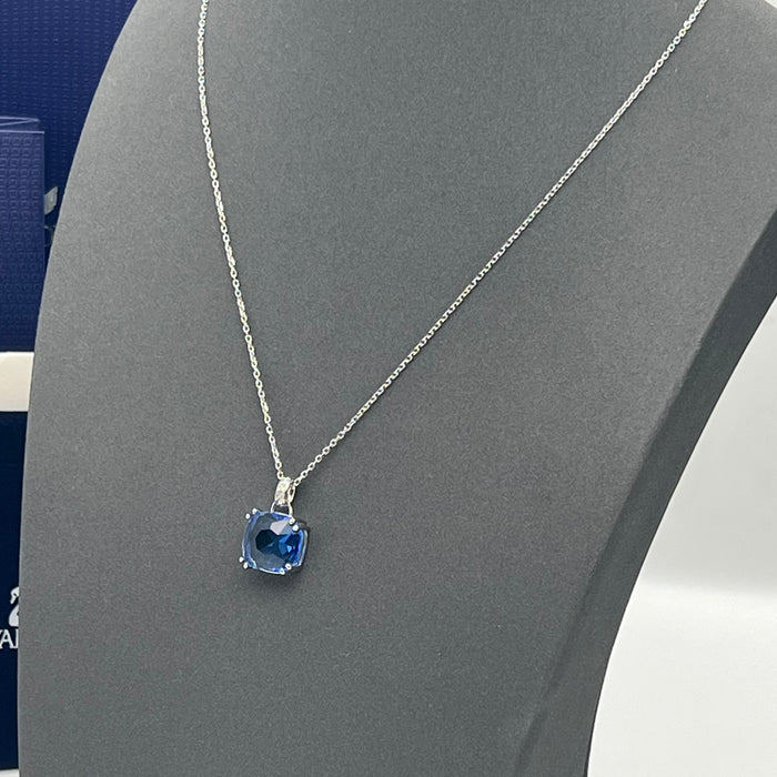 Swarovski Cushion-Cut Blue Crystal Pendant Necklace  
 Color: Silver with a deep blue cushion-cut crystal