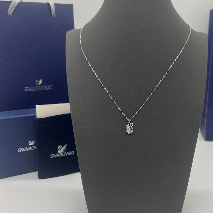 Swarovski mini Swan Pendant Necklace  
 Color: Silver and Clear