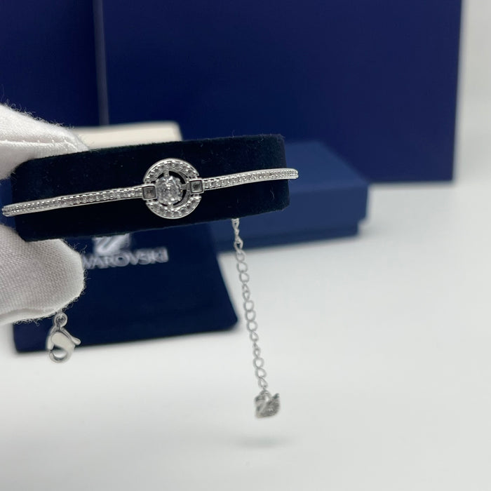 Swarovski Sparkling Dance Bangle (Round / Circular Dancing Stone Design)
 Color: Silver and Clear (white crystals