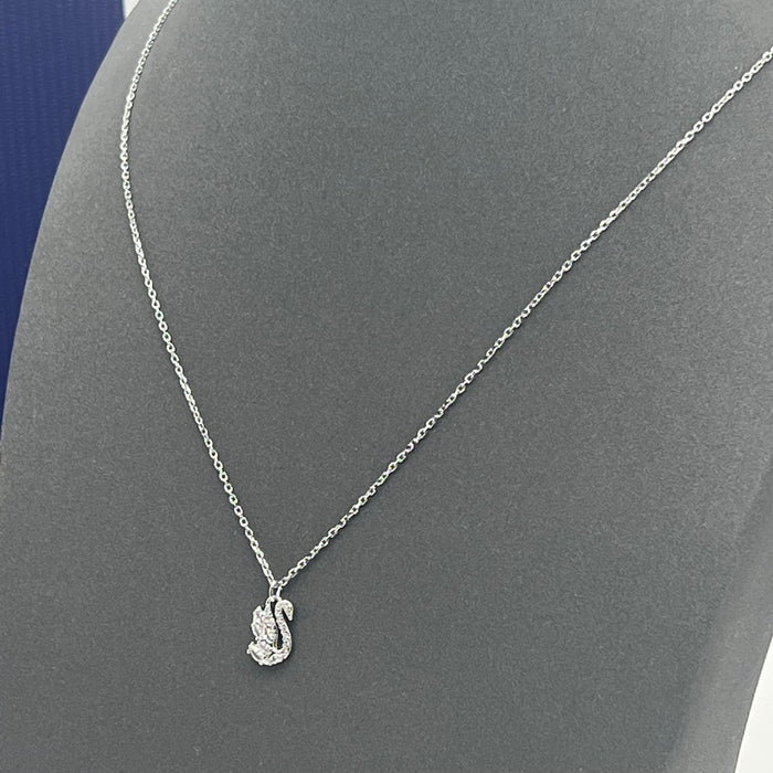 Swarovski mini Swan Pendant Necklace  
 Color: Silver and Clear
