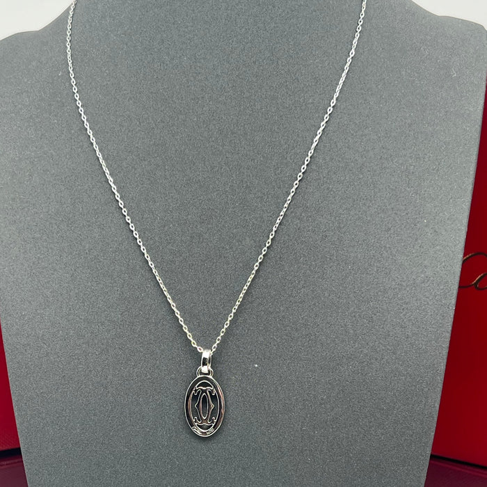 Double C Logo Pendant Necklace  
 Color: Silver