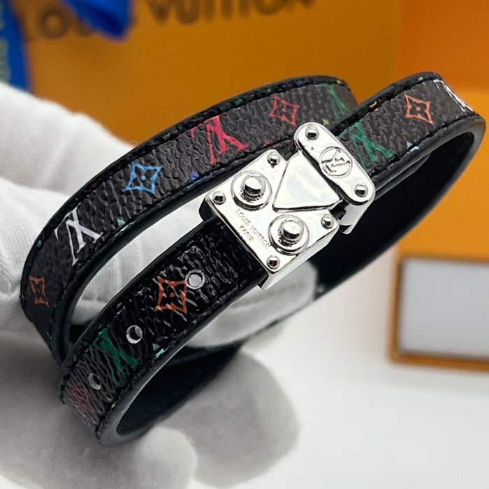 Louis Vuitton Monogram Trunk Double Bracelet  
 Color: Brown / Black / White