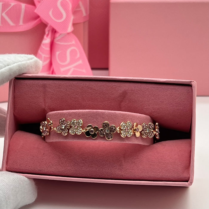 swarovski crystal Blossom Cluster Bracelet  
 Color: Rose Gold with Multicolored Crystals (Pink, Smokey, and Clear tones