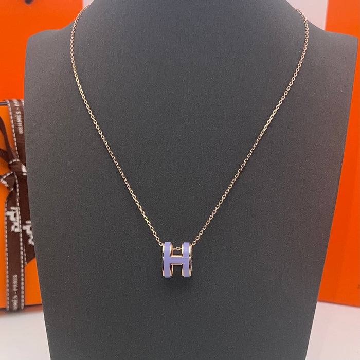 Hermès Pop H Pendant Necklace  
 Color: light purple/white/green(rose gold tone)