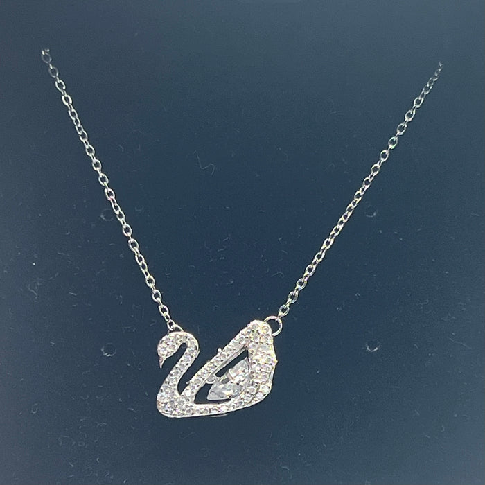 Swarovski Iconic Swan Pendant (Pink Edition)  
 Color: Silver, Clear, and Pink