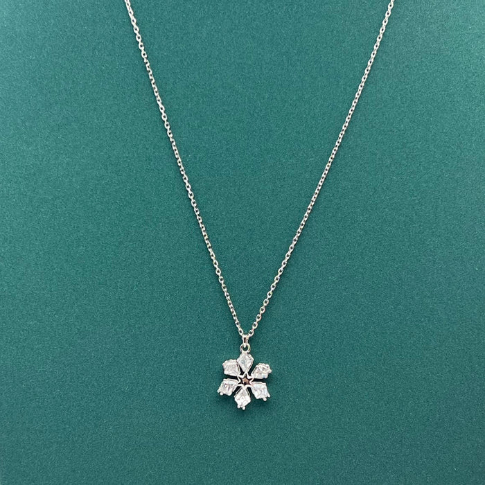 Swarovski Snowflake Pendant Necklace  
 Color: Silver with clear crystals