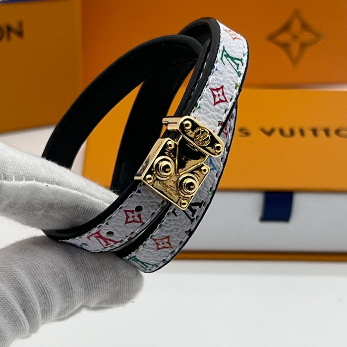 Louis Vuitton Monogram Trunk Double Bracelet  
 Color: Brown / Black / White