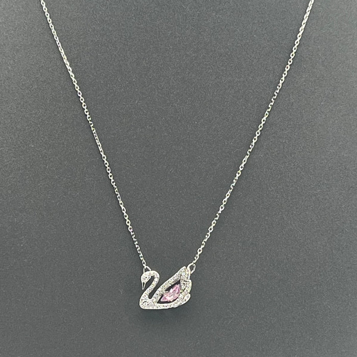 Swarovski Iconic Swan Pendant (Pink Edition)  
 Color: Silver, Clear, and Pink