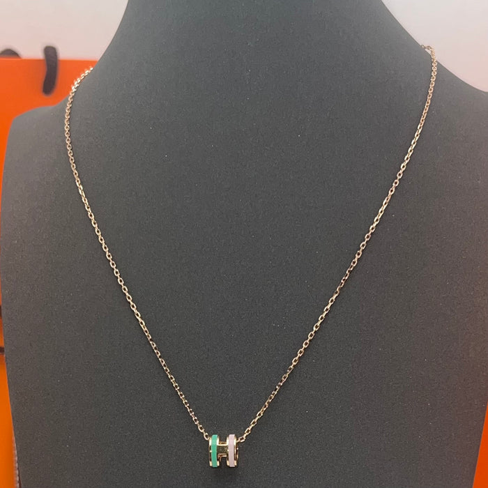 Name: Hermès Pop H / Mini Pop H Pendant Necklace  (rose gold tone )
 Color:white and gray                         Light pink and pink                             Red and black.    Green and light pink/light blue and gray 
 With and light brown