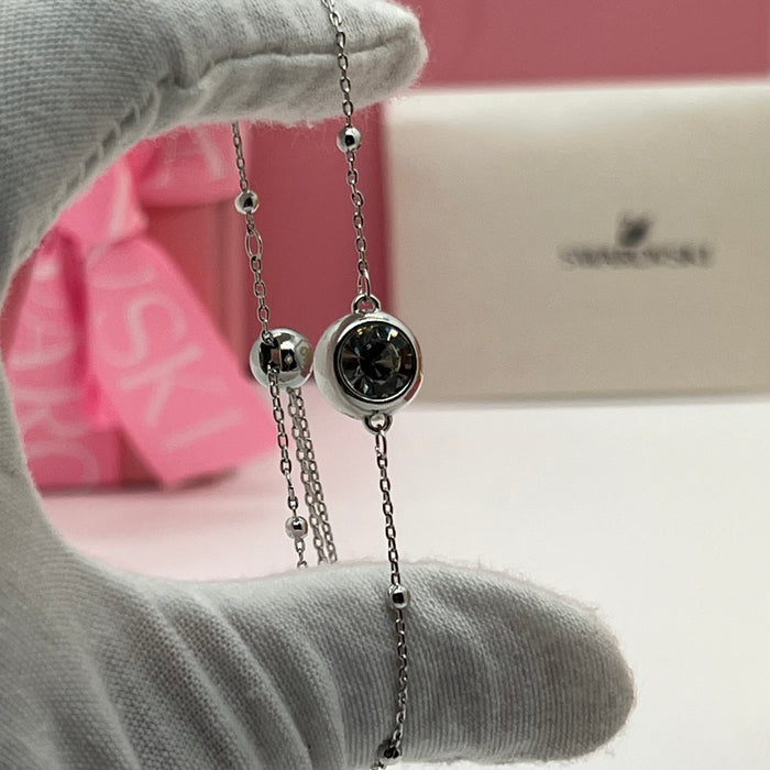 Swarovski Crystal Station Bracelet  
 Color: Silver with a Clear Pavé-Framed Crystal