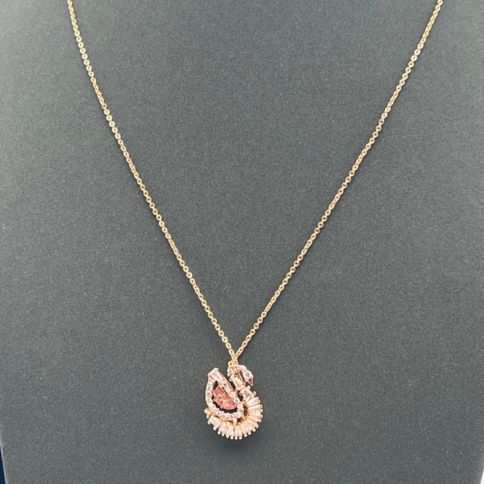 Swarovski Iconic Swan Pendant (Rose Gold & Red/Pink Crystal Edition)  
 Color: Rose Gold, Clear, and Red/Burgundy