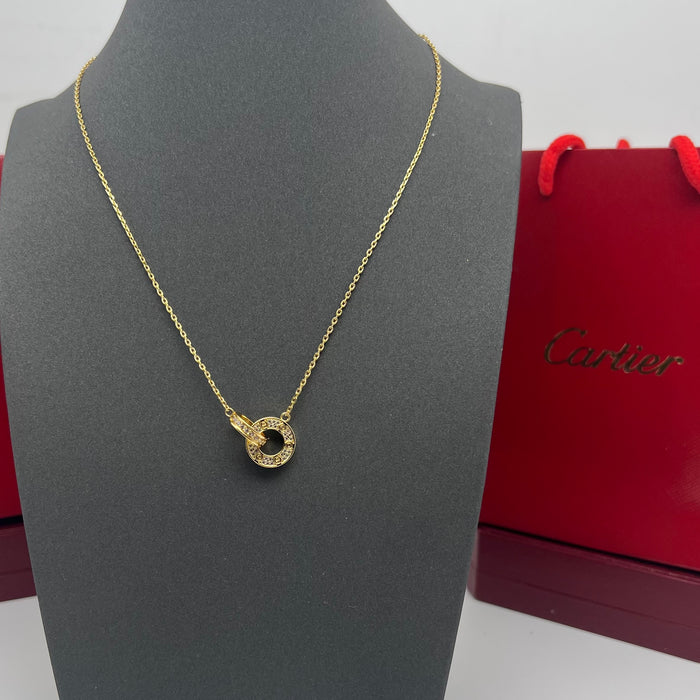 Interlocking Double Ring Pendant Necklace
Color: Gold, silver/rose gold