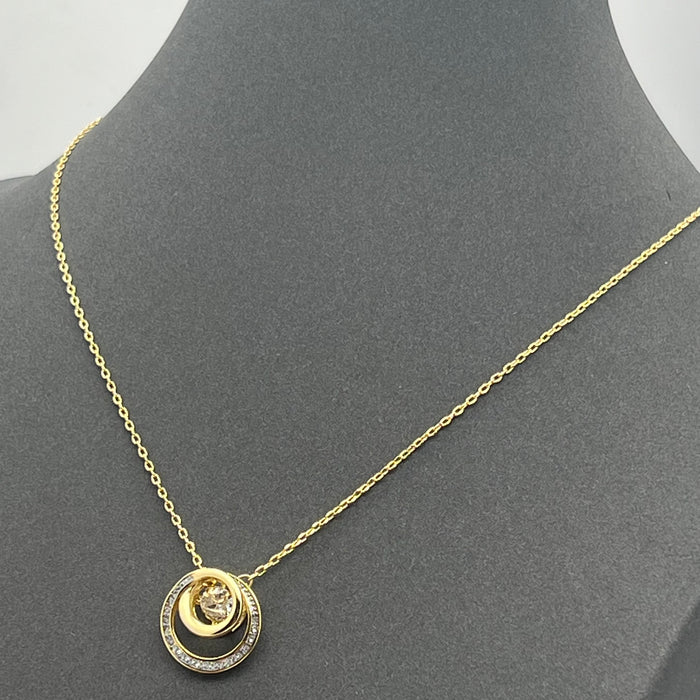 Swarovski Sparkling Dance / Generation Pendant Necklace  
 Color: Gold and Clear / White