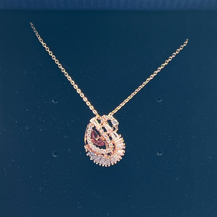 Swarovski Iconic Swan Pendant (Rose Gold & Red/Pink Crystal Edition)  
 Color: Rose Gold, Clear, and Red/Burgundy