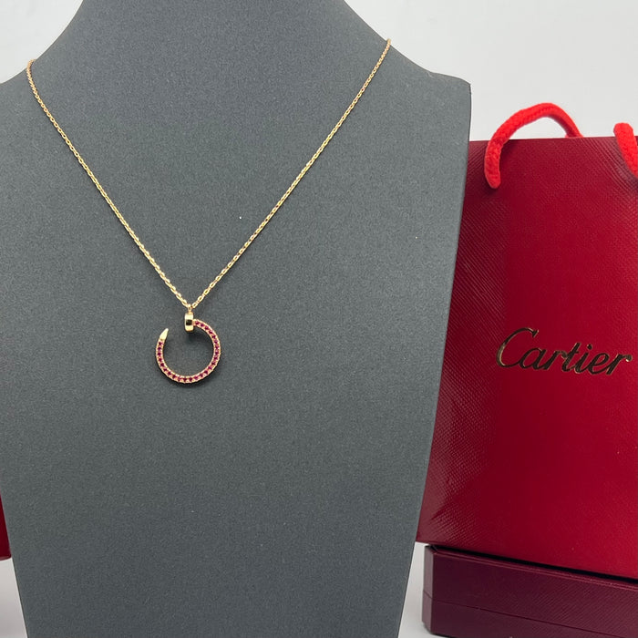 Juste un Clou Necklace  
 Color: Gold / /silver (Pink crystal)