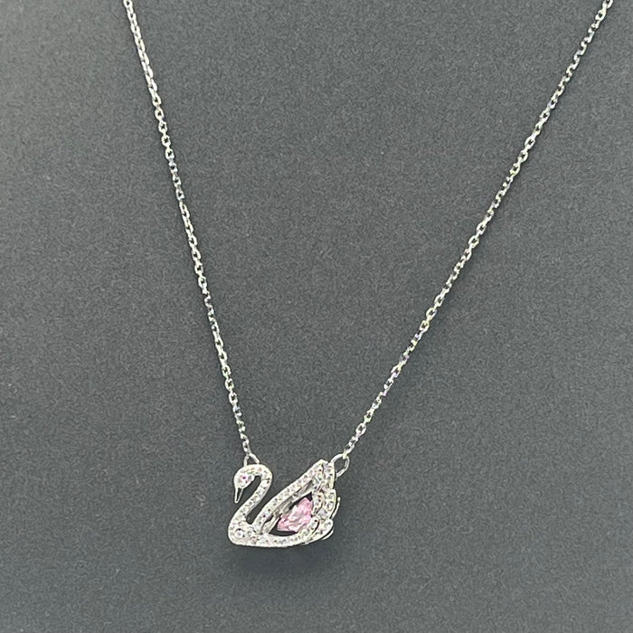 Swarovski Iconic Swan Pendant (Pink Edition)  
 Color: Silver, Clear, and Pink
