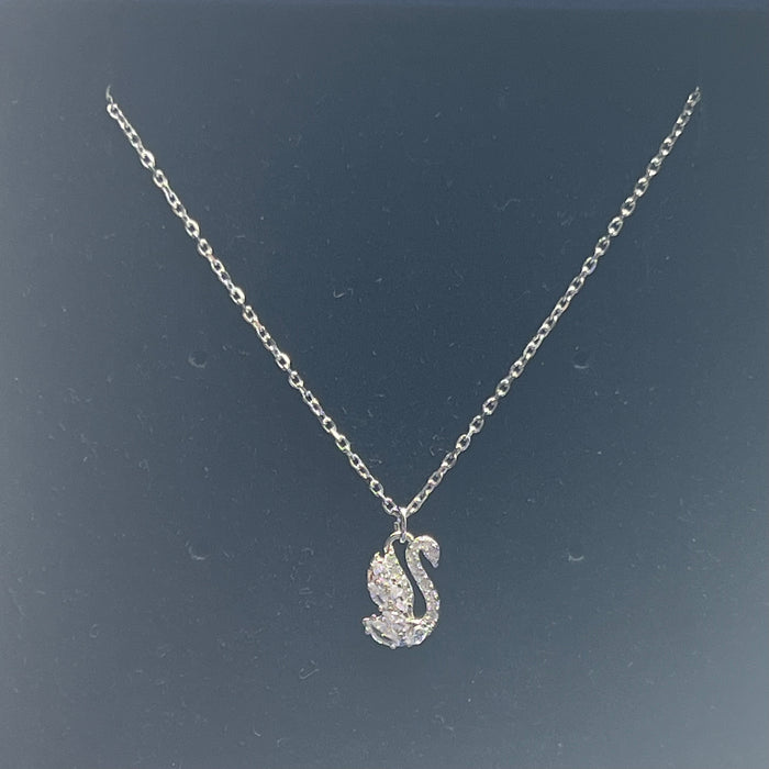 Swarovski mini Swan Pendant Necklace  
 Color: Silver and Clear