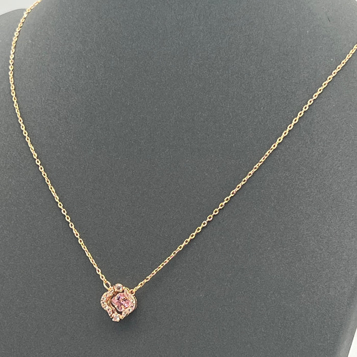 Swarovski Sparkling Dance / Latisha Pendant (Clover Motif)  
 Color: Rose Gold, Pink, and Clear