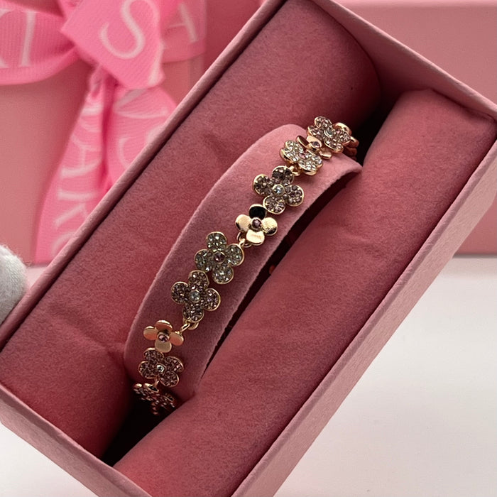 swarovski crystal Blossom Cluster Bracelet  
 Color: Rose Gold with Multicolored Crystals (Pink, Smokey, and Clear tones