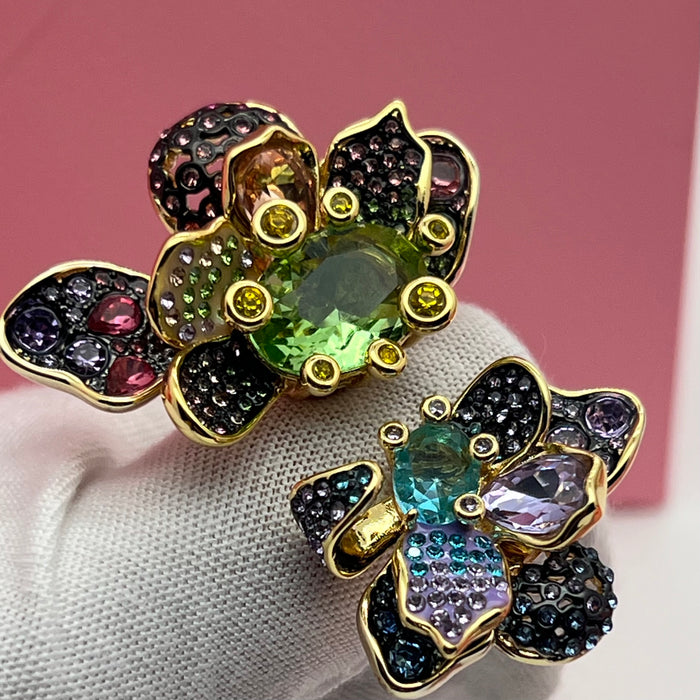 Swarovski Idyllia Open Flower Ring
 Color: Multicolored (featuring green, purple, blue, yellow, and pink crystals)