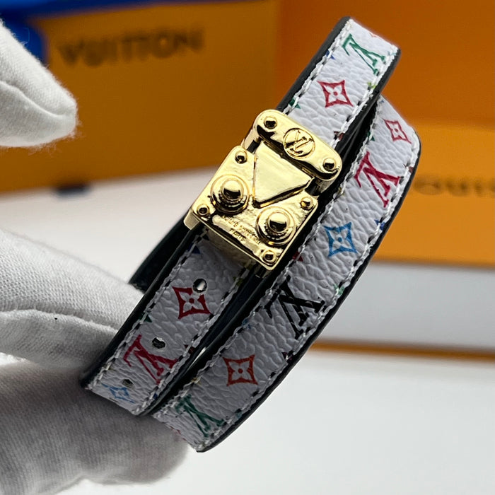 Louis Vuitton Monogram Trunk Double Bracelet  
 Color: Brown / Black / White