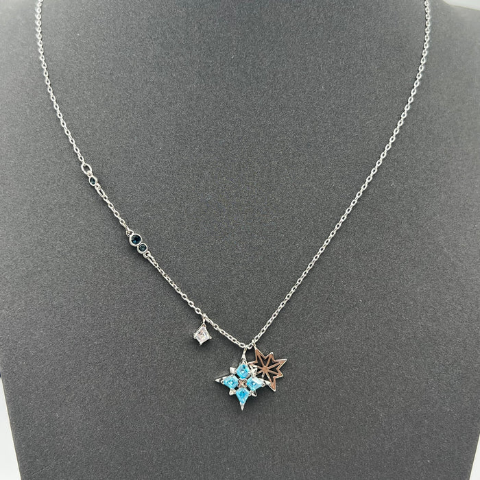 Swarovski Constella or Star Multi-Charm Pendant Necklace  
 Color: Silver with light blue and clear crystals