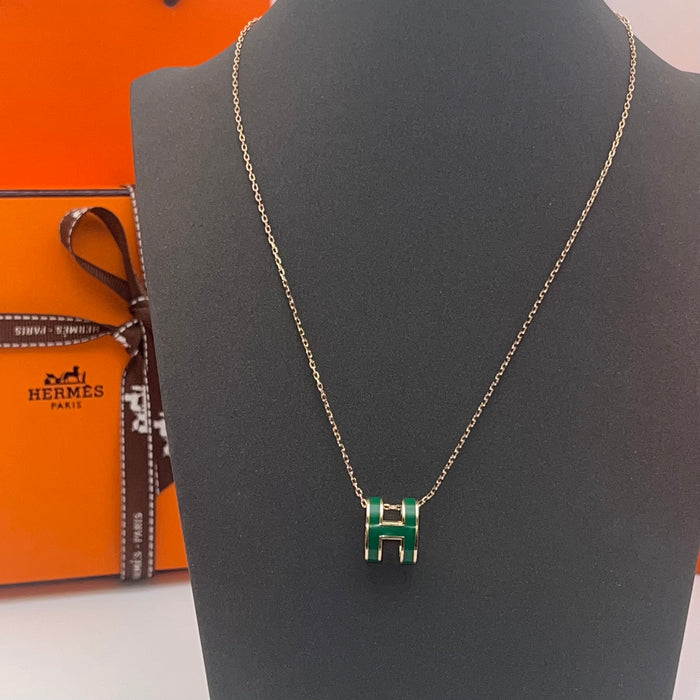 Hermès Pop H Pendant Necklace  
 Color: light purple/white/green(rose gold tone)
