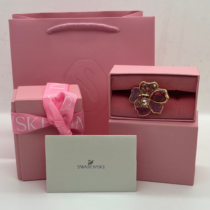 Swarovski Idyllia Pink Flower Ring  
 Color: Shades of pink and magenta with a clear/light center crystal