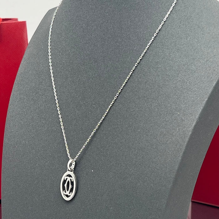 Double C Logo Pendant Necklace  
 Color: Silver