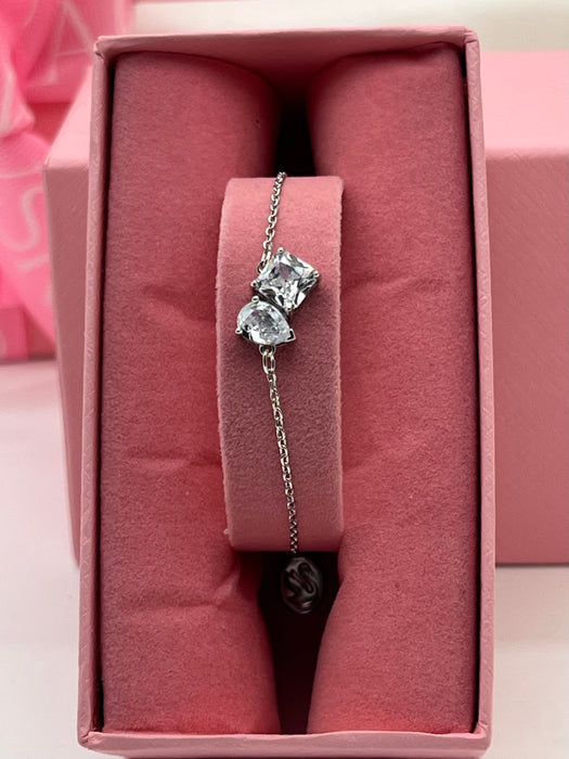 Swarovski Attract Soul / Double Crystal Link Bracelet  
 Color: Silver with Clear Crystals