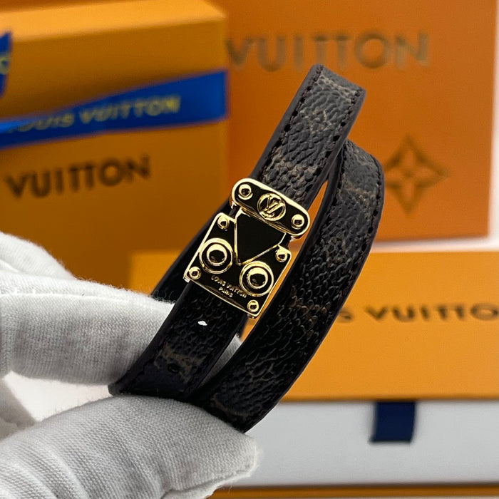 Louis Vuitton Monogram Trunk Double Bracelet  
 Color: Brown / Black / White