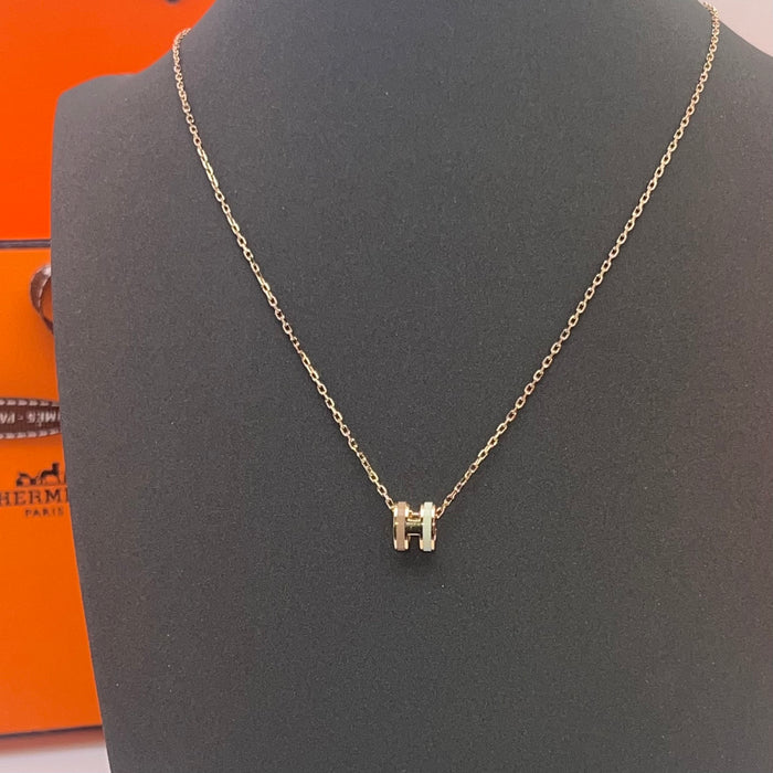 Name: Hermès Pop H / Mini Pop H Pendant Necklace  (rose gold tone )
 Color:white and gray                         Light pink and pink                             Red and black.    Green and light pink/light blue and gray 
 With and light brown