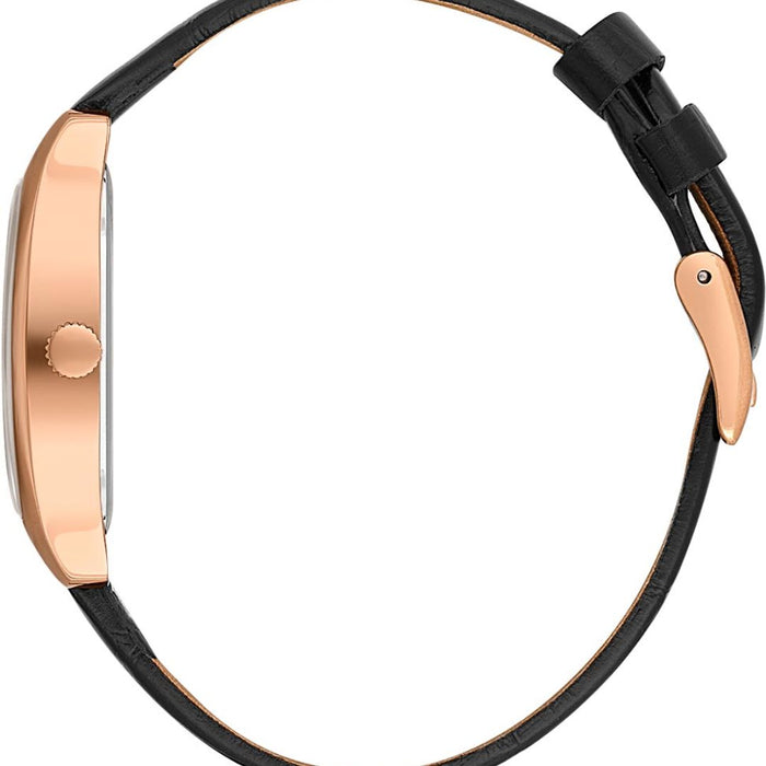 Santa Barbara Polo & Racquet Club Tonneau Rose Gold Watch with Black Dial & Leather Strap