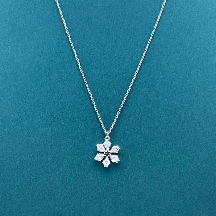 Swarovski Snowflake Pendant Necklace  
 Color: Silver with clear crystals
