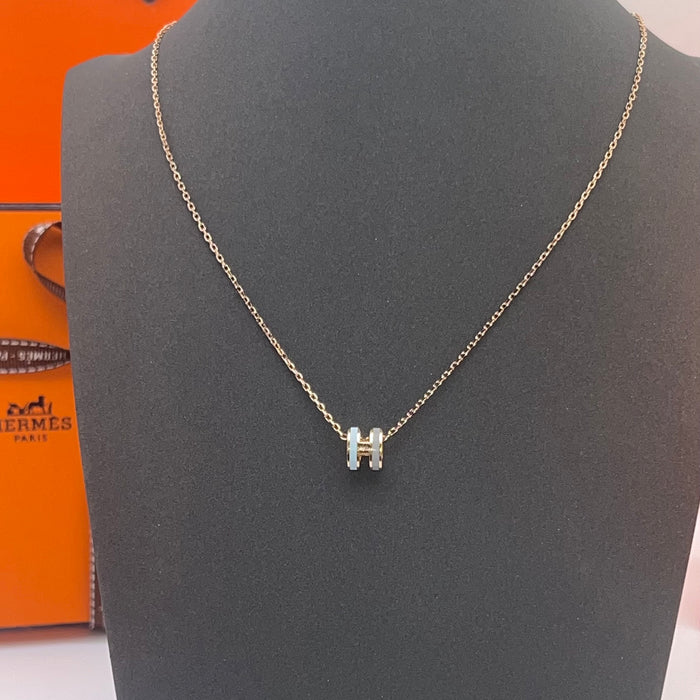 Name: Hermès Pop H / Mini Pop H Pendant Necklace  (rose gold tone )
 Color:white and gray                         Light pink and pink                             Red and black.    Green and light pink/light blue and gray 
 With and light brown