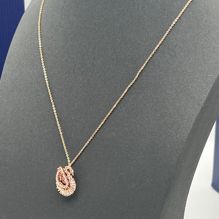 Swarovski Iconic Swan Pendant (Rose Gold & Red/Pink Crystal Edition)  
 Color: Rose Gold, Clear, and Red/Burgundy