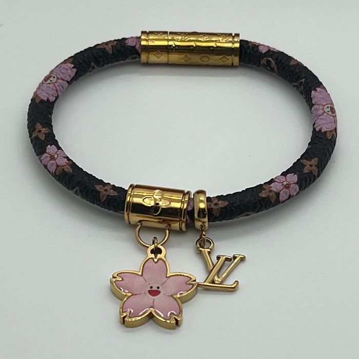 Name: LV Cherry Blossom Charm Bracelet  
 Color: Brown / Pink / Gold
