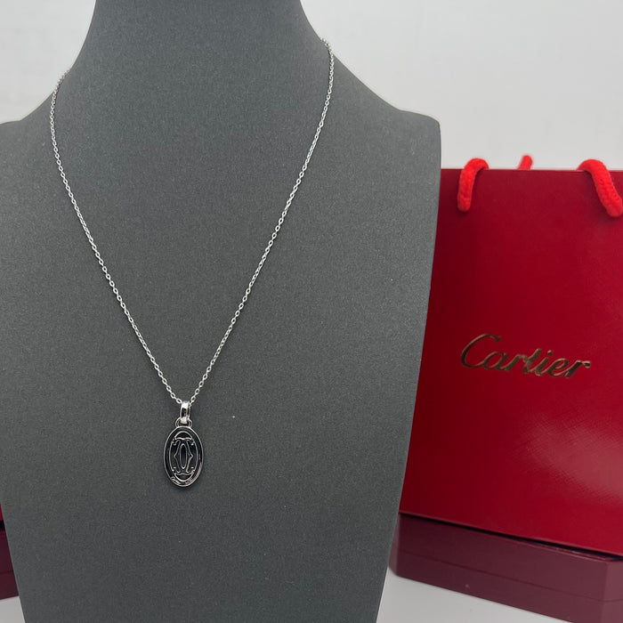 Double C Logo Pendant Necklace  
 Color: Silver