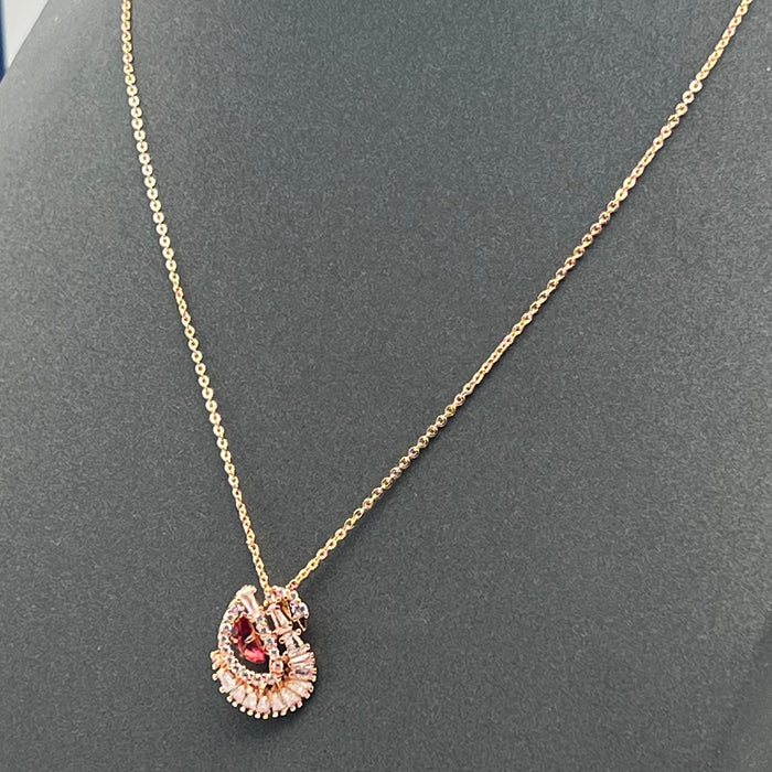 Swarovski Iconic Swan Pendant (Rose Gold & Red/Pink Crystal Edition)  
 Color: Rose Gold, Clear, and Red/Burgundy