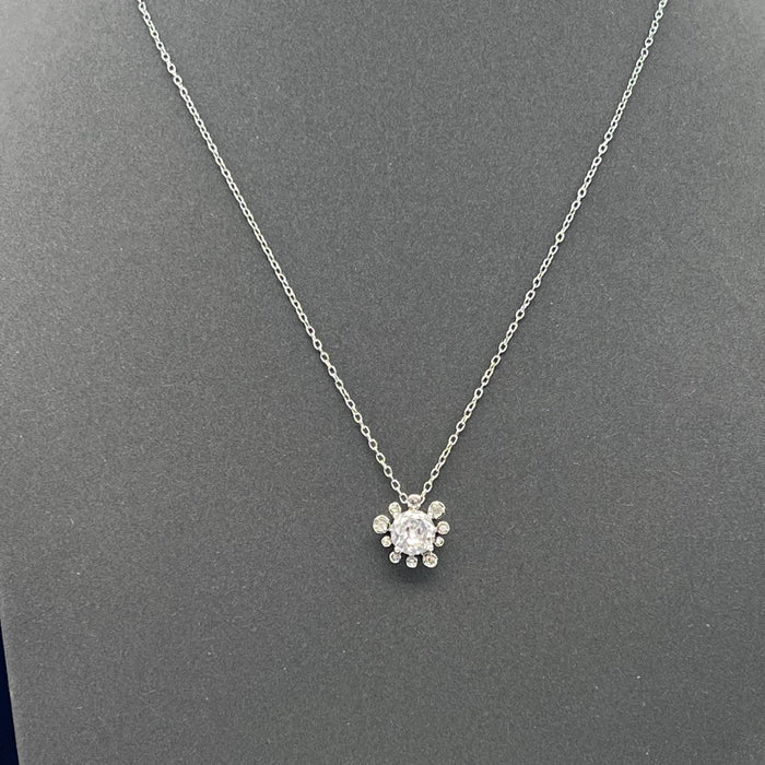 Swarovski Solitaire Crystal Halo Pendant Necklace  
 Color: Silver with clear crystals
