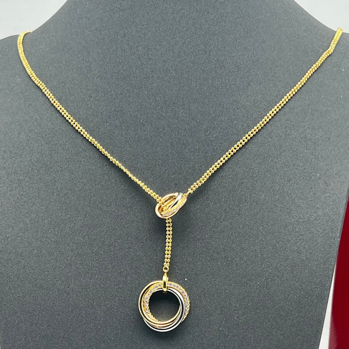 Trinity Lariat / Y-Necklace  
 Color: Gold / Multi-Tone (Yellow, White, and Rose Gold accents