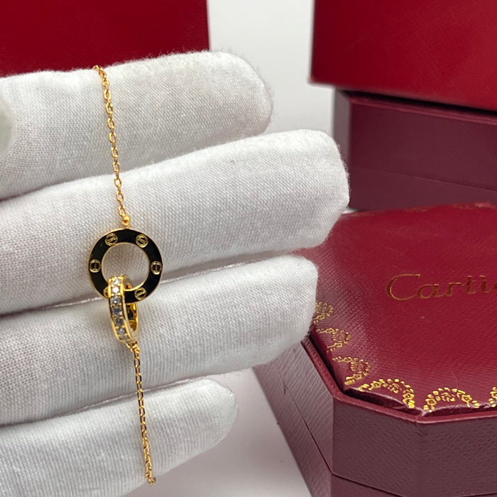 Interlocking Double Ring Bracelet
Color: Gold / Clear Crystal