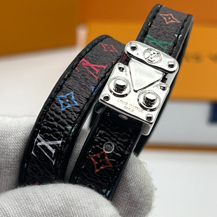 Louis Vuitton Monogram Trunk Double Bracelet  
 Color: Brown / Black / White