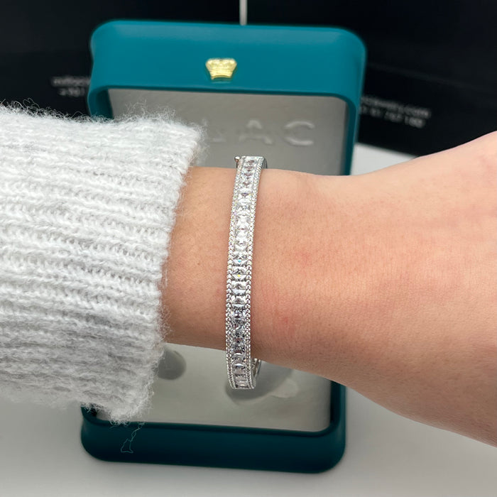 Cut Full Eternity Bangle – Zircon Bracelet (Gold & Silver Finish) - 18CM