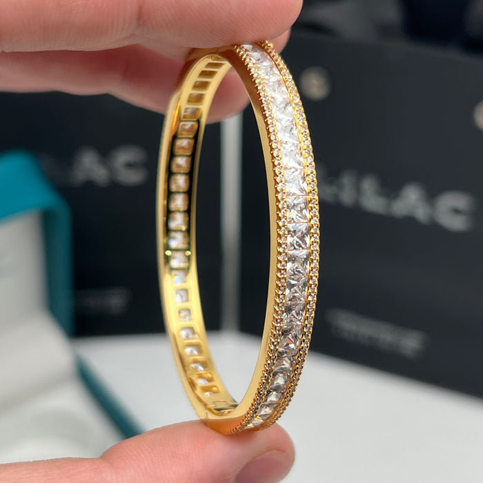 Full Eternity Bangle – Luxury Zircon Bracelet -Gold & Silver Finish - 16CM